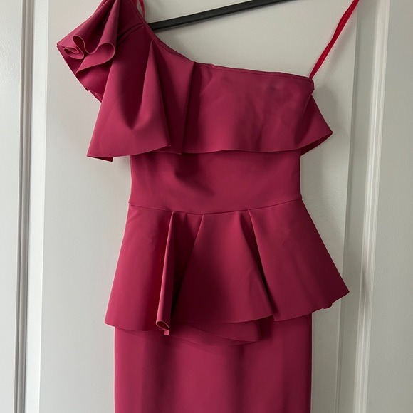 Chiara Boni Pink One Shoulder Ruffle Peplum Dress - Picture 4 of 9